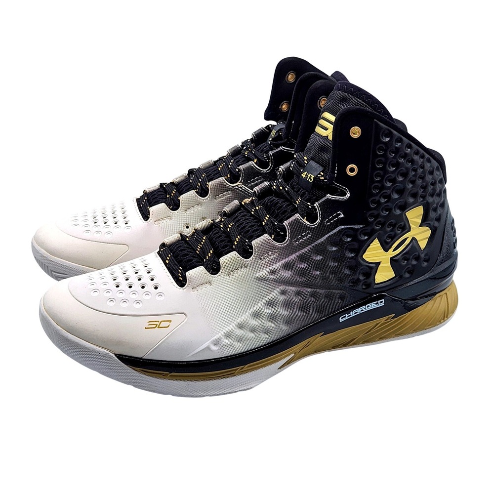 Under Armour Curry 1 "MVP" White Gold Black 1258723-009 Mens 12 OG 2015